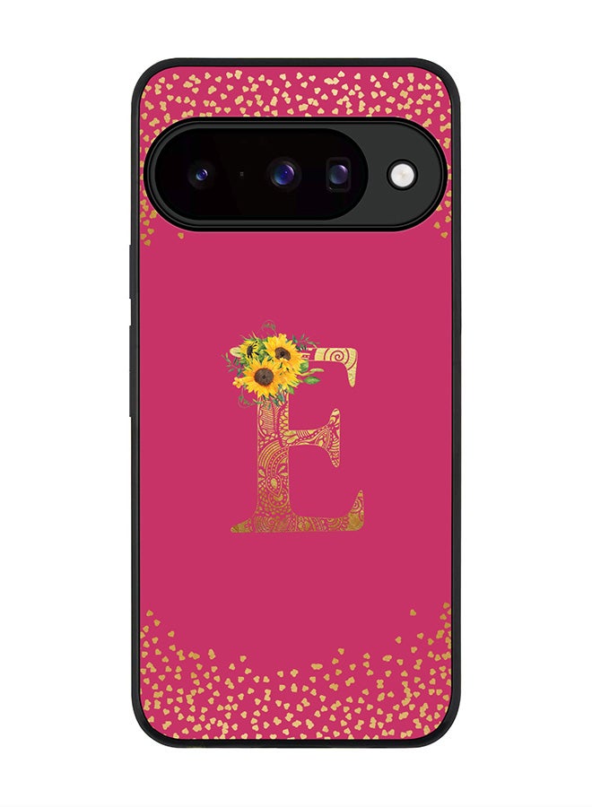 Stylizedd For Google Pixel 10 Case,Slim fit Camera Protection, Shockproof Thin Phone cover  - Custom Floral Monogram - E ( Deep Pink ) - Image 1